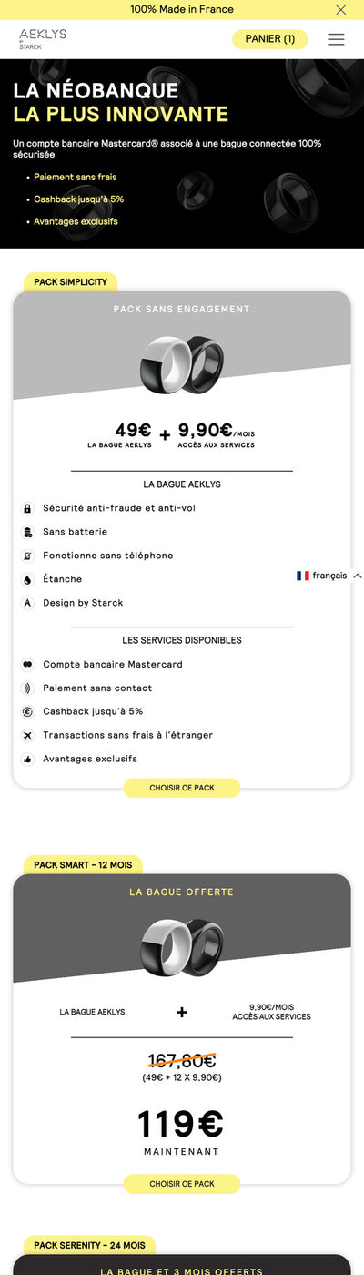 Aeklys - Page Produit - Mobile