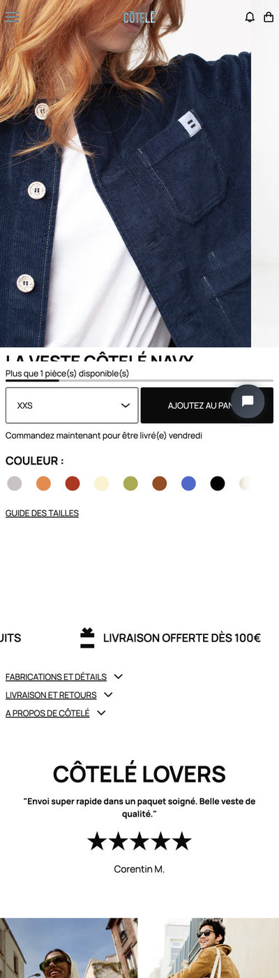 Cotele Paris - Page Produit - Mobile